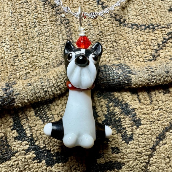 🔥Host Pick🔥 Lampwork dog pendant on cheap chain. - Picture 2 of 5